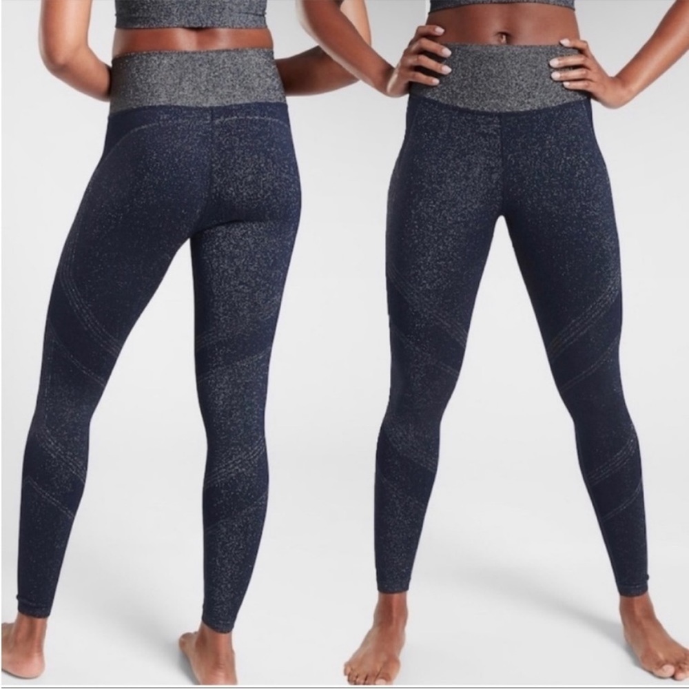 Athleta Sparkle Twilight Metallic Tight Athletic Athleisure Leggings Size XS